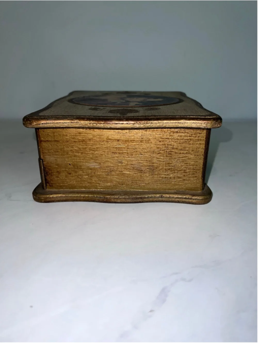 Romantic Vintage Jewelry Box with Portrait Lid Gothic